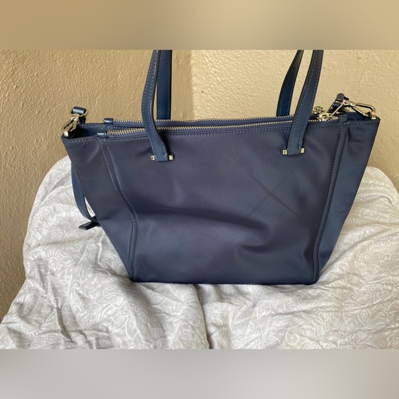 Kate Spade NY DAWN BREEZY MEDIUM SATCHE Navy Blue Crossbody Strap Nylon Bag - Picture 6 of 10